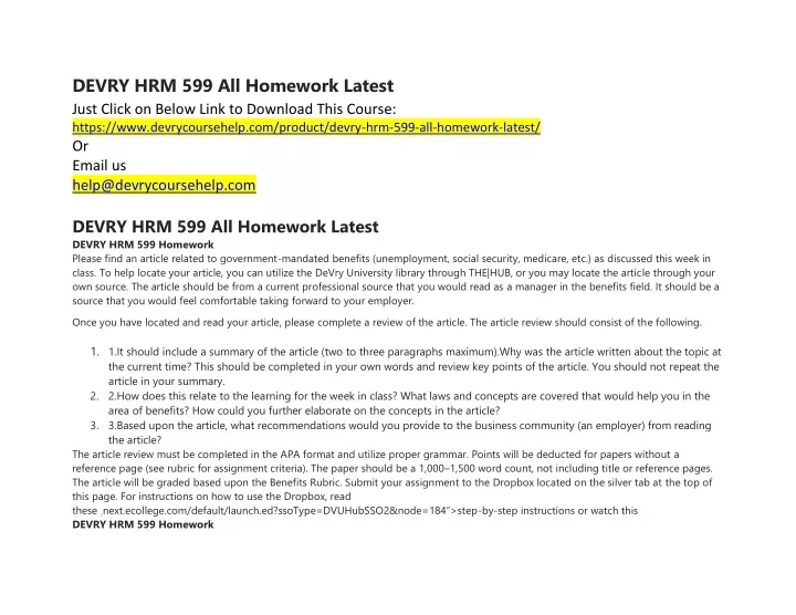 devry hrm 599 all homework latest just click