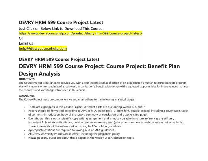 devry hrm 599 course project latest just click