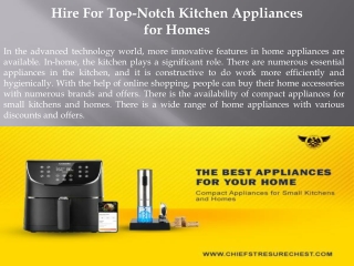 Hire For Top-Notch Kitchen Appliances for Homes