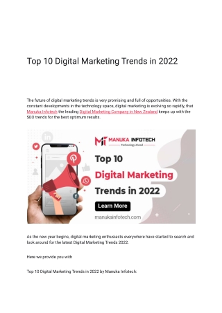 Top 10 Digital Marketing Trends in 2022