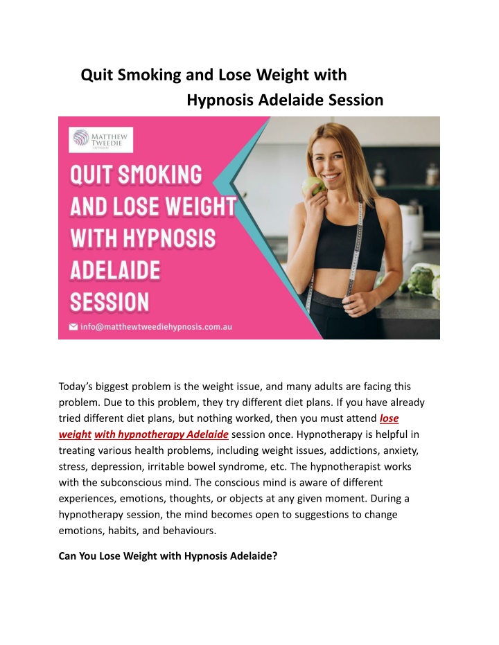 quit smoking and lose weight with hypnosis