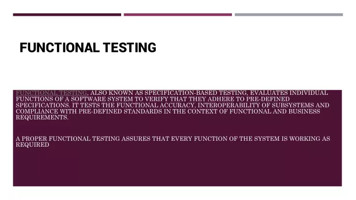 functional testing