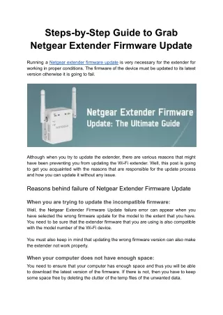 Steps-by-Step Guide to Grab Netgear Extender Firmware Update