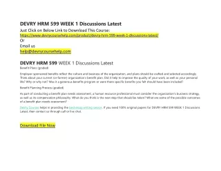 devry hrm 599 week 1 discussions latest just