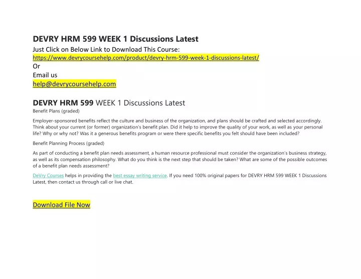 devry hrm 599 week 1 discussions latest just