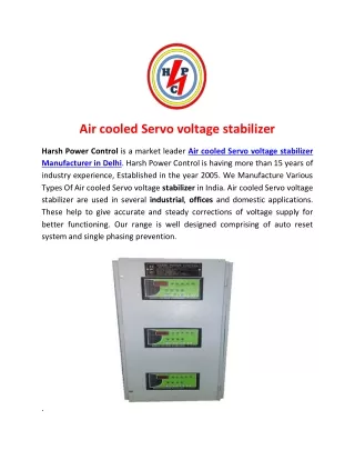 Best Air cooled Servo voltage stabilizer - Harsh Power Control
