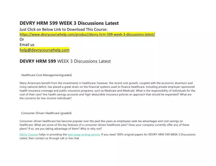 devry hrm 599 week 3 discussions latest just