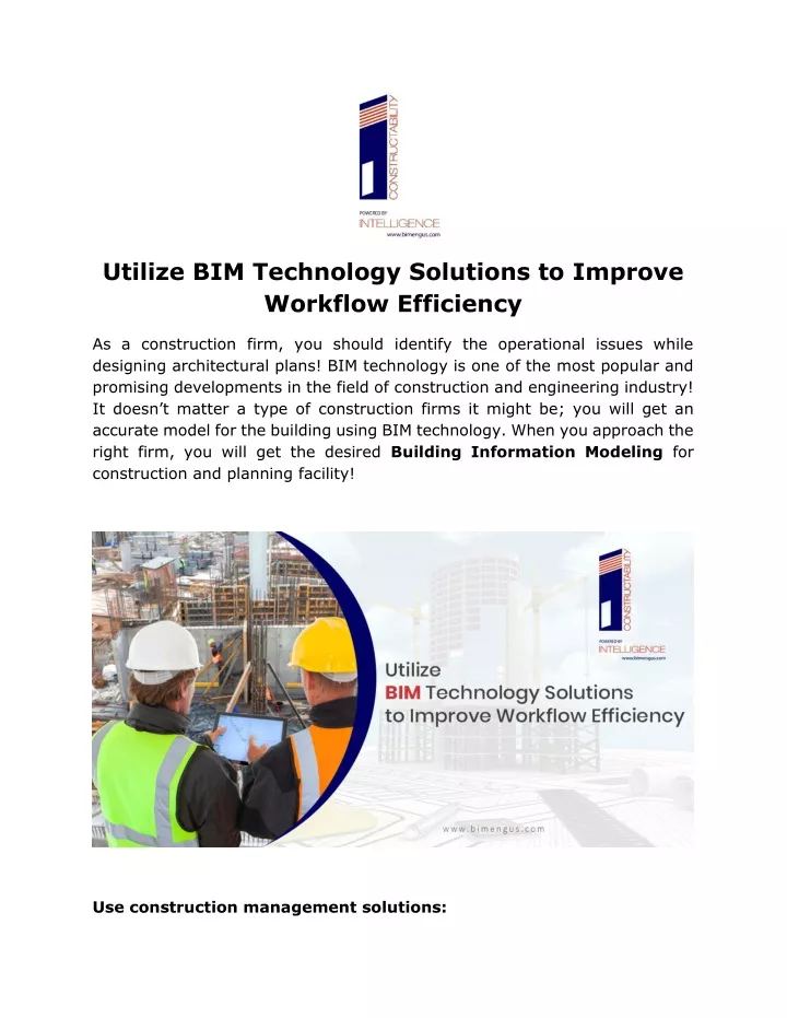 utilize bim technology solutions to improve