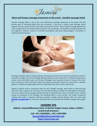 Most well-known massage treatments in the world Swedish massage Dubai