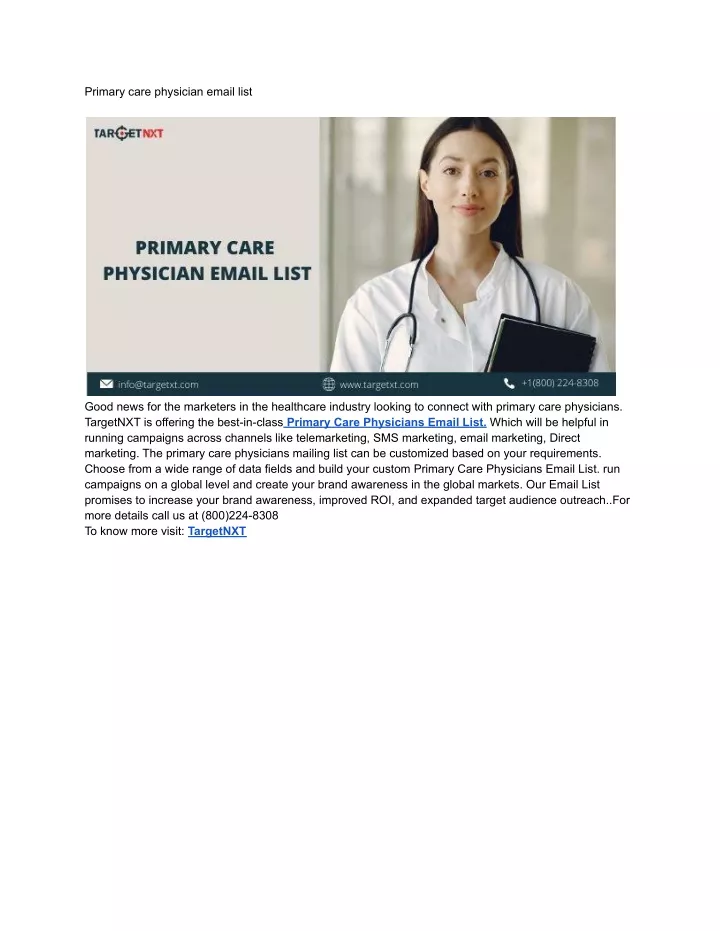 primary care physician email list