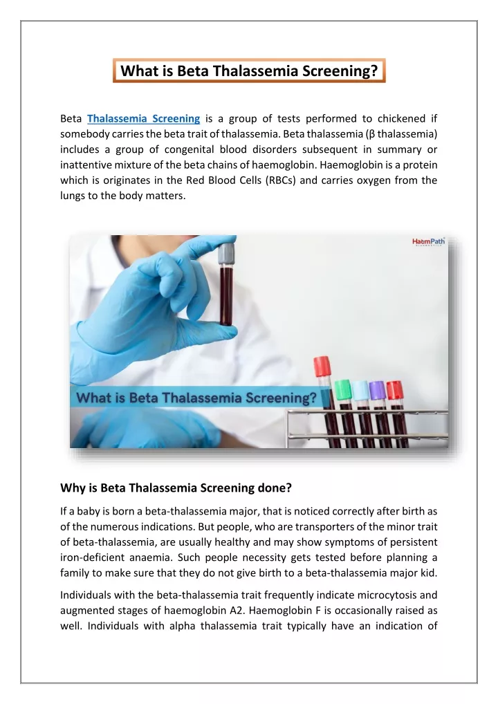 what is beta thalassemia screening