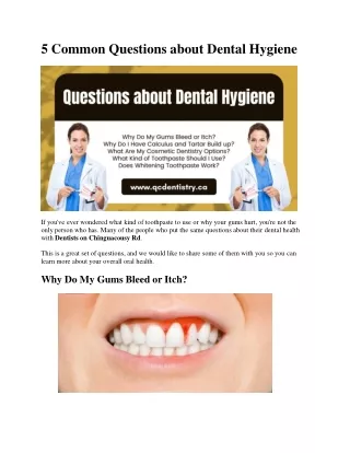 5 Common Questions about Dental Hygiene