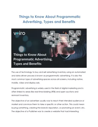 Things to Know About Programmatic Advertising, Types and Benefits