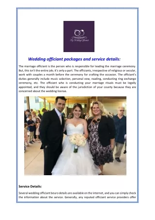 Wedding officiant packages and service details