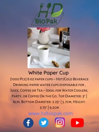 Shop White Paper Cup Online | HD Bio Packaging