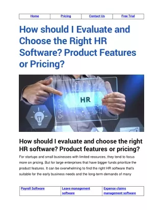 how should i evaluate and choose the right hr software product features or pricing