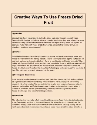 Creative Ways To Use Freeze Dried Fruit