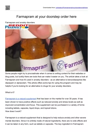 Farmapram at your doorstep order here