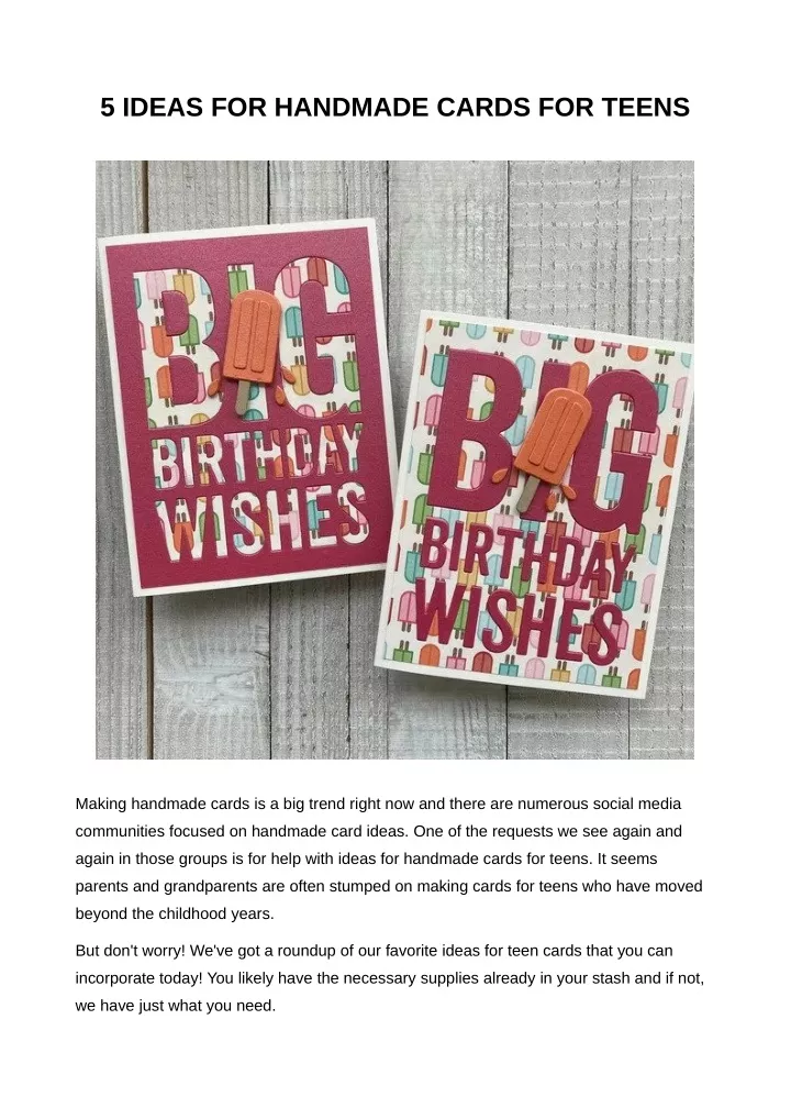 5 ideas for handmade cards for teens