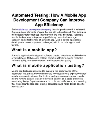 automated testing how a mobile app development