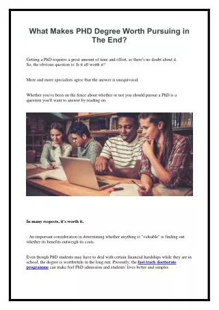 what makes phd degree worth pursuing