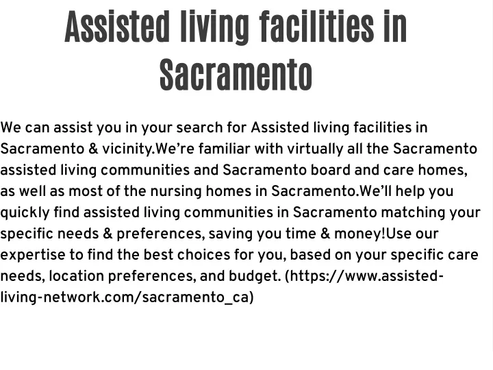 assisted living facilities in sacramento