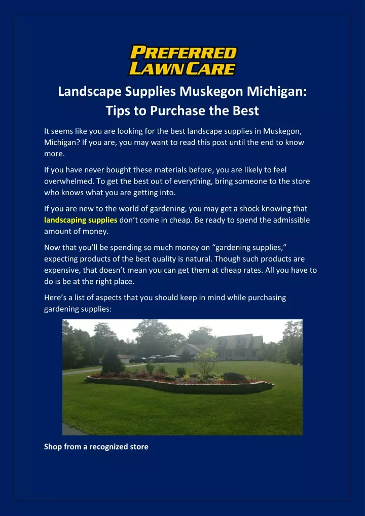 landscape supplies muskegon michigan tips