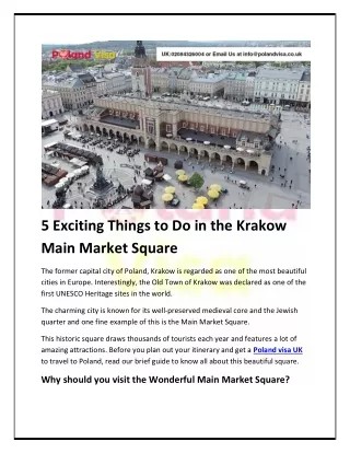 Main Market Square – 5 Amazing Things to Do in Krakow