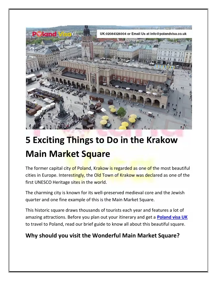 5 exciting things to do in the krakow main market