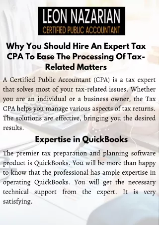 Why You Should Hire An Expert Tax CPA To Ease The Processing Of Tax-Related Matters