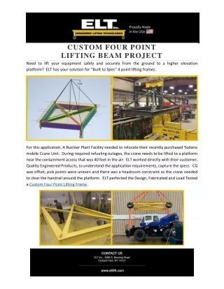 Custom Four Point Lifting Beam Project