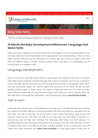 16 Month Old Baby Development Milestones Language and Motor Skills