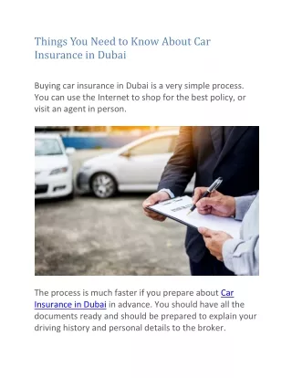 Things You Need to Know About Car Insurance in Dubai