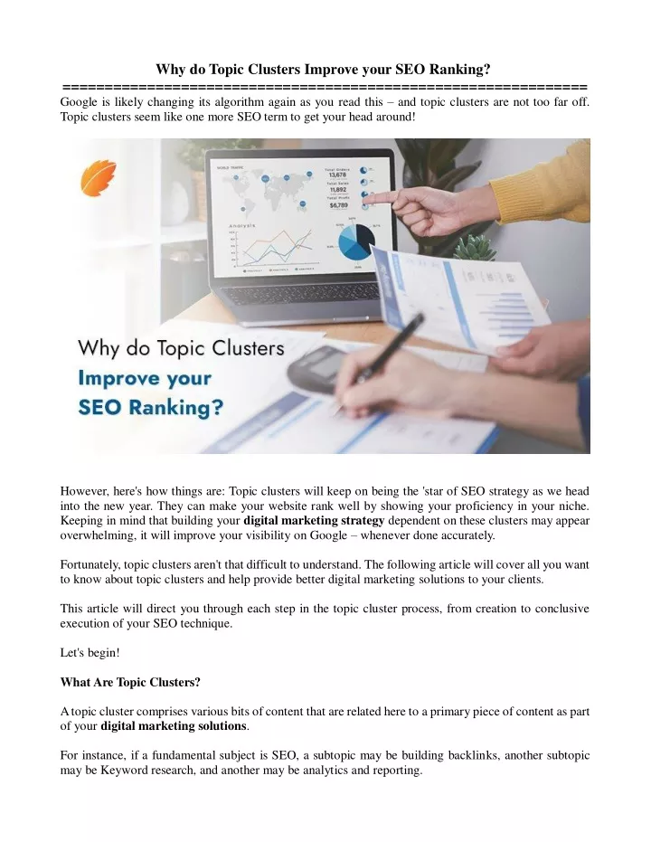 why do topic clusters improve your seo ranking