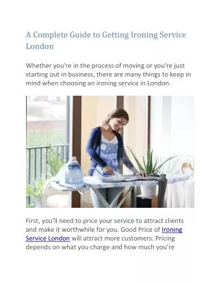 A Complete Guide to Getting Ironing Service London
