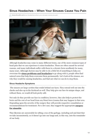 sinus headaches when your sinuses cause you pain