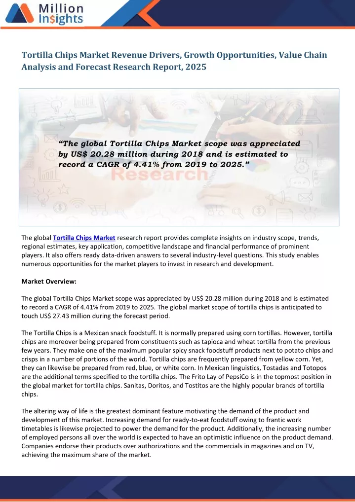 tortilla chips market revenue drivers growth