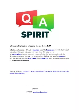 what are the factors affecting the stock market