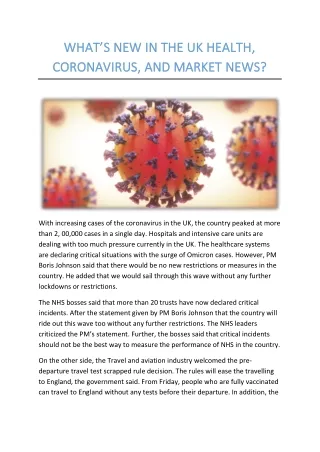 What’s New in the UK Health, Coronavirus and Market News by UKSleepingPill