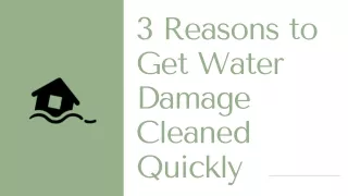 3 Reasons to Get Water Damage Cleaned Quickly