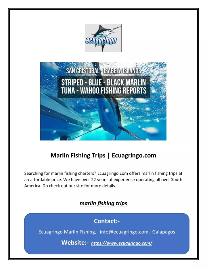 marlin fishing trips ecuagringo com