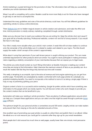Helpful Suggestions And Tips For Successful Article Advertising