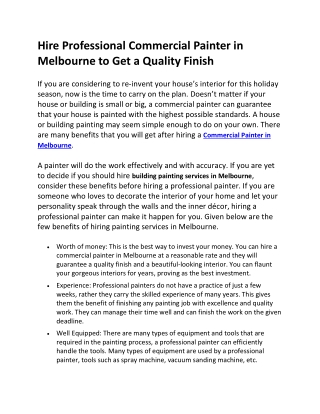 Commercial Painter in Melbourne