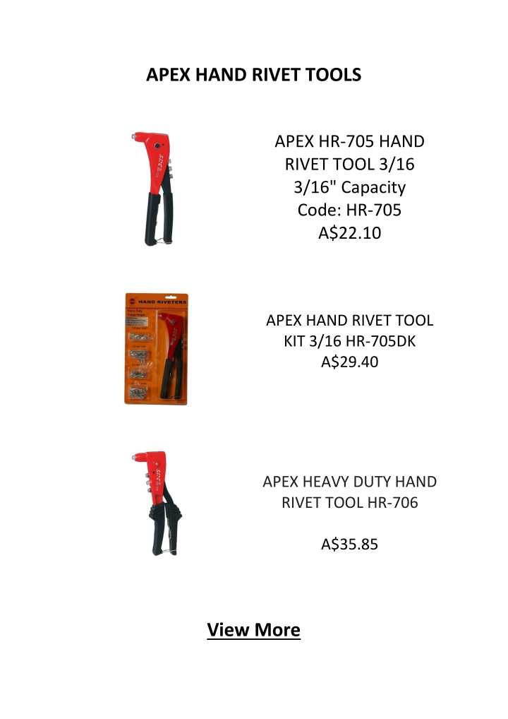 apex hand rivet tools