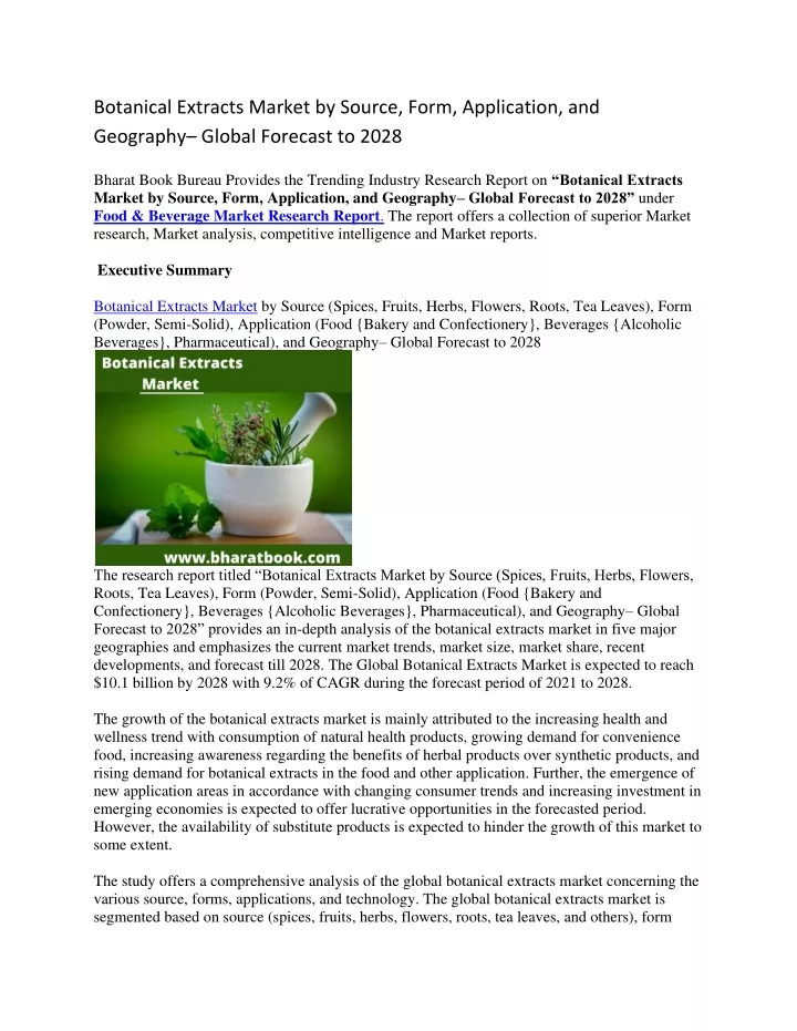 botanical extracts market by source form