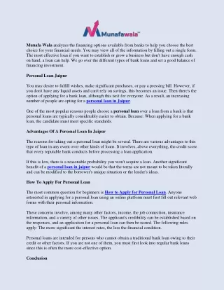 Munafa Wala - Jaipur's Leading Loan Company