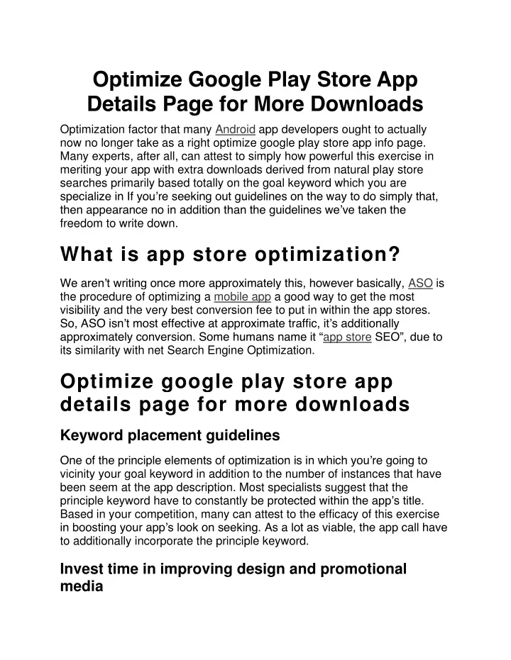 optimize google play store app details page