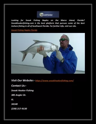 Snook Fishing Naples Florida | Snookhookerfishing.com