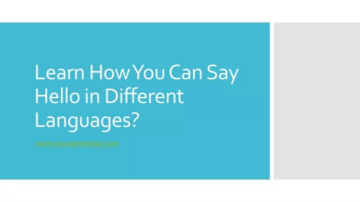 learn how you can say hello in different languages