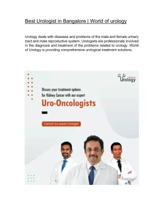 best urologist in bangalore world of urology